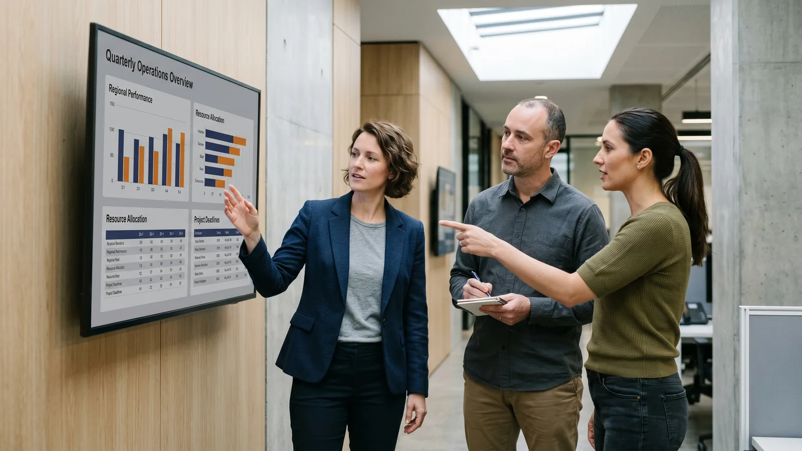Operations team reviewing automated workflow dashboards on multiple screens